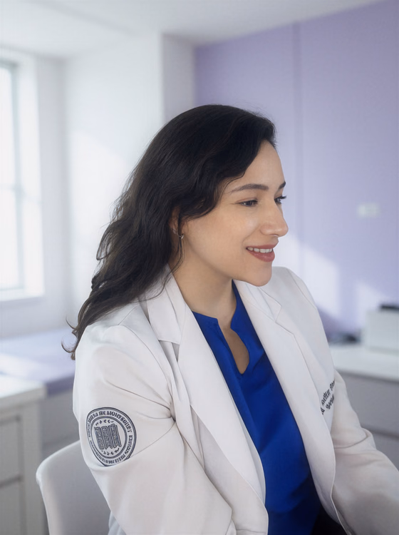Dra. Yennifer Pascalis en su consultorio, médica especialista en nutrición clínica